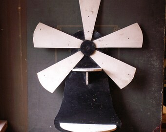 Handmade Vintage Windmill Black and White Wood Display Shelf