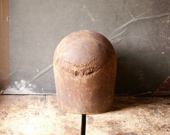 Vintage Wood Hat Block - Millinery Hat Making Tool - Midwest H.B. & D. Company Chicago, Size 22 1/2