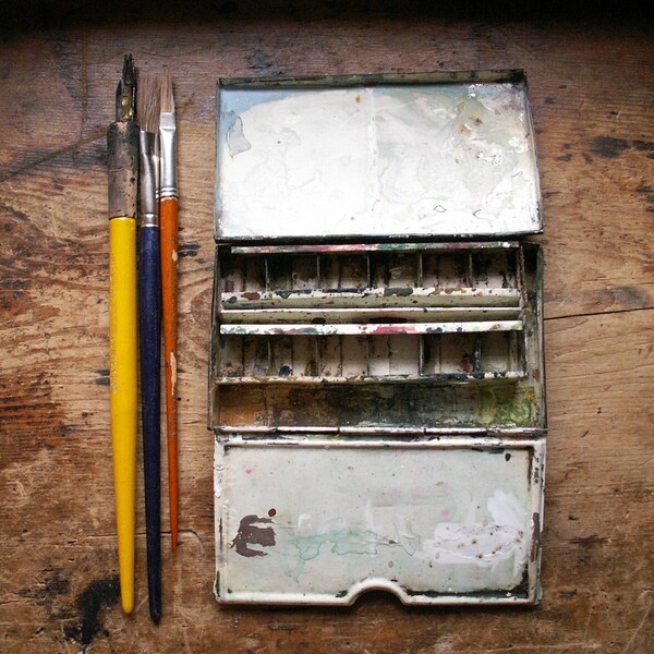 Vintage English Winsor & Newton Pocket Size 'College' Watercolor Paint Box - Great Craft Room Decor