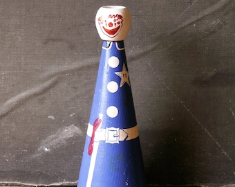 Vintage Clown Policeman Bugle Toy Parade Horn - Small Megaphone Noisemaker - Made by Beverly Novelty Company, Phila., PA