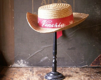 Vintage Venetian Gondolier Straw Hat - Italian Souvenir Hat from Venice (Venezia) - Great Halloween Costume!