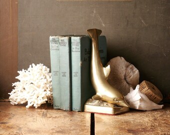 Vintage Brass Dolphin Bookend or Door Stop - Great Nautical Decor!