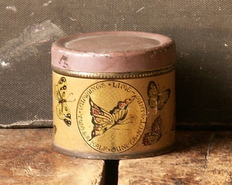 Vintage Tiny Butterfly Covered Tin - Cummings Lime Mints Container - Philadelphia, PA.