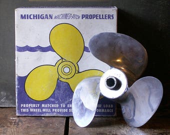 Vintage Michigan Wheel Company Aluminum Boat Propeller in Original Box - Great Nautical Decor