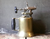 Vintage Brass Blow Torch with Wood Handle