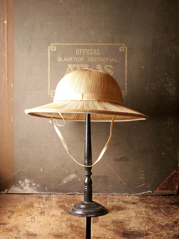 Vintage Straw Pith Style Helmet - Woven Safari Hat