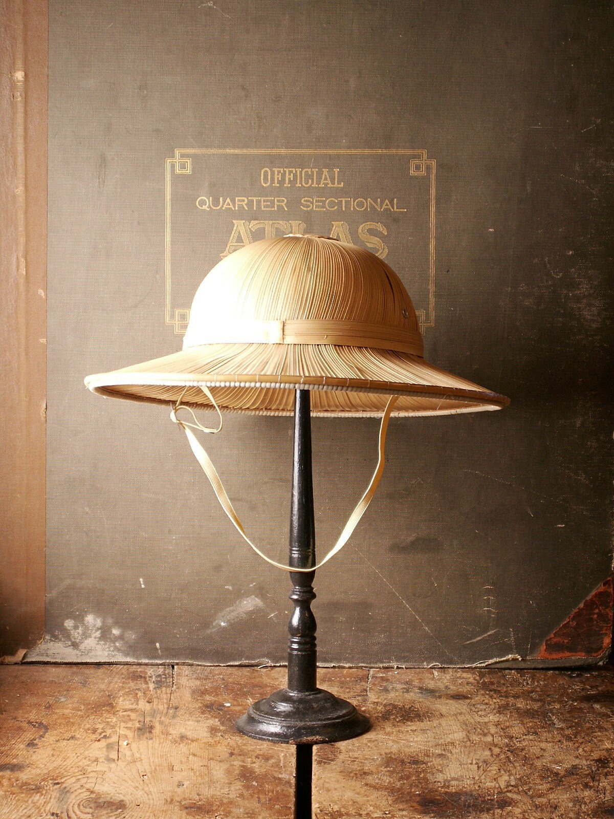 Authentic! Classic! 1980s Safari Pith Helmet or Hard Straw Hat W Faux Leather NY Safari Pith Hat - The J. Peterman Company main image 3
