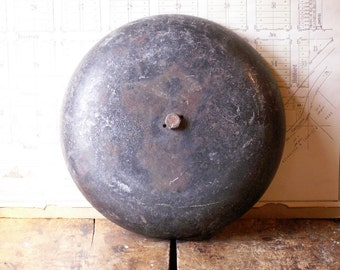 Vintage Large Cast Metal School Bell or Alarm Bell - Great Man Cave Decor