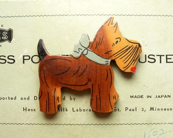 Vintage Scottie Dog Wood Souvenir Trinket - Great Gift Tag for Dog Lovers!