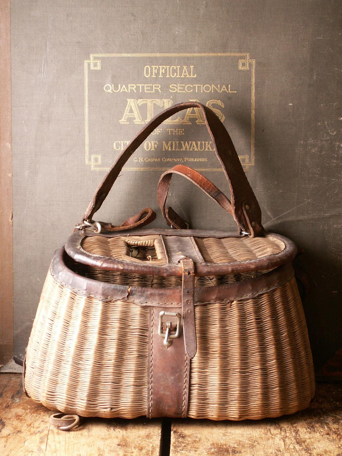 Panier naturel » en osier à suspendre avec étiquette d'origine - France