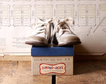 Vintage Leather Baby Shoes in Jumping Jacks Box