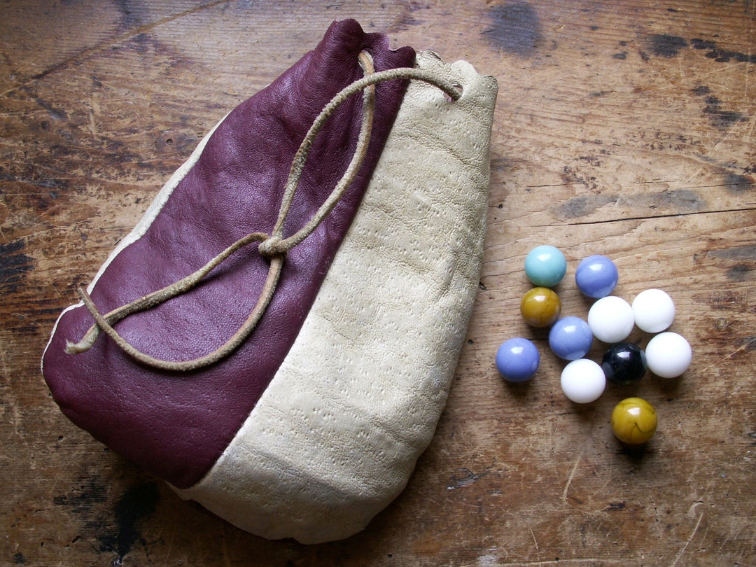 Vintage Leather Marble Pouch With Drawstring and Marbles - Etsy