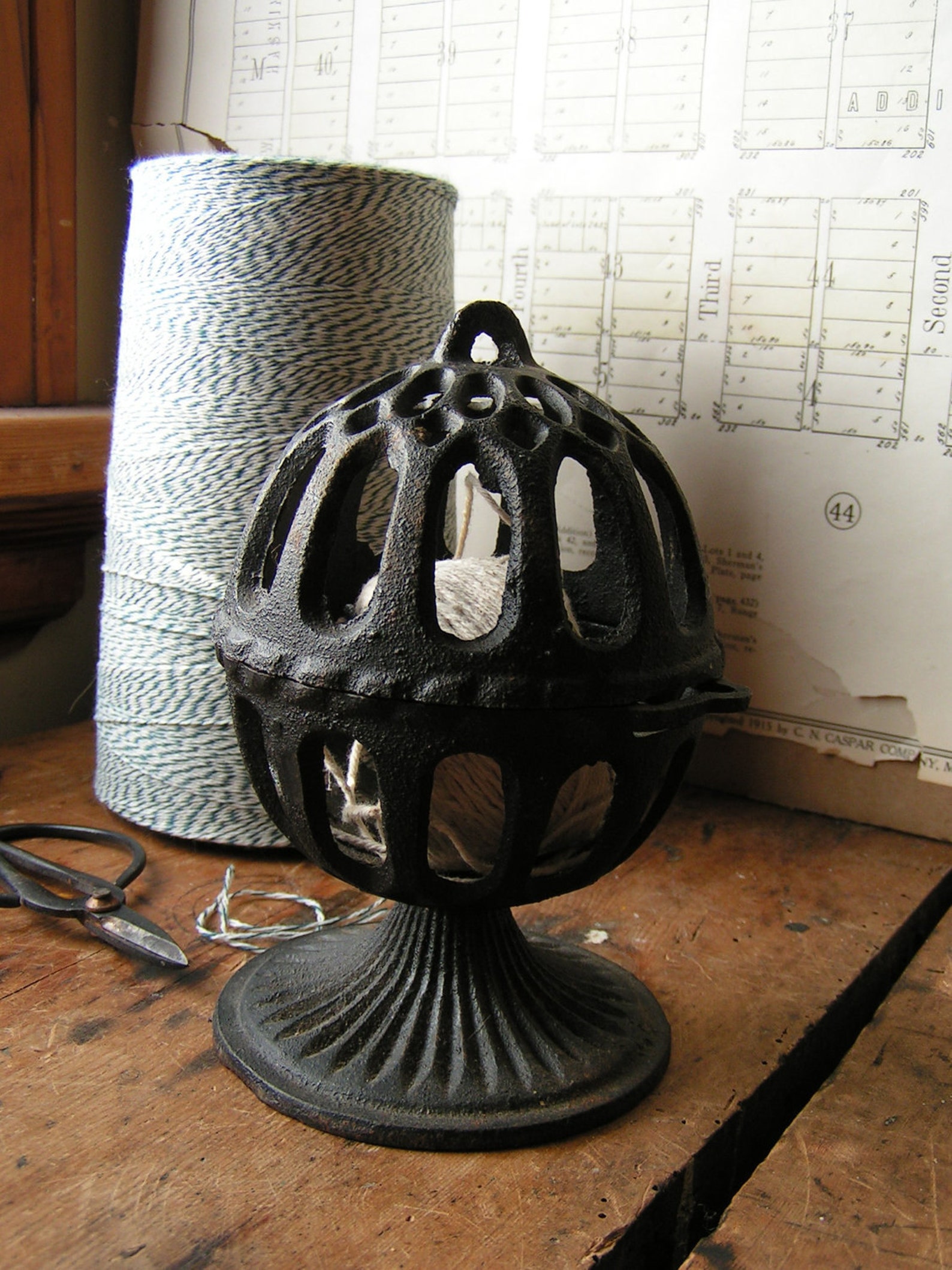 Vintage Cast Iron String Holder Etsy