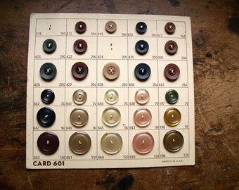 Vintage Button Card No. 601 - Autumn Tones Buttons - Great Craft Room Decor