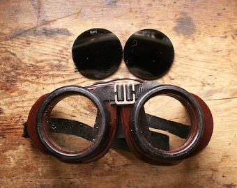 Vintage Dual Lens Norton Type B Welding Glasses with Green and Clear Lenses - Steampunk Goggles - Great Guy Gift!