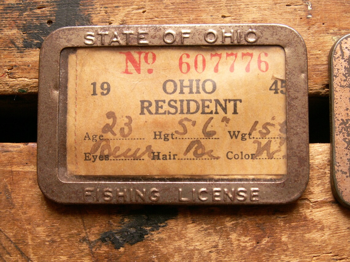 Vintage State of Ohio Fishing License Badges from the Etsy