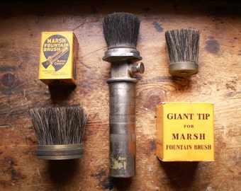 Vintage Marsh Stencil Brush with Extra Brush Tips - Great Industrial Decor