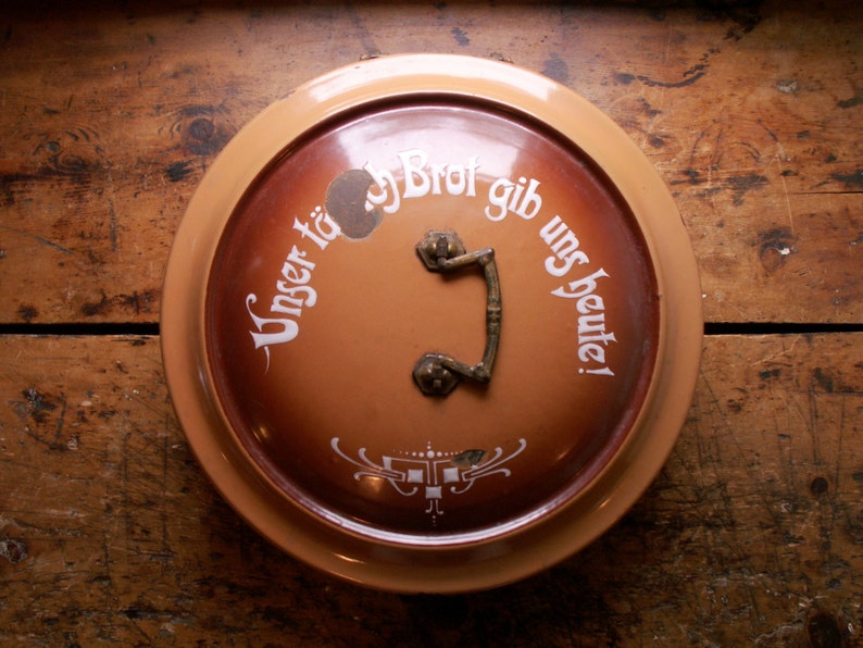 Vintage German Enamel Round Bread Box Great Wedding Gift Etsy