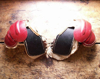 Vintage Hutch Red and Black Football Shoulder Pads -  Youth Size