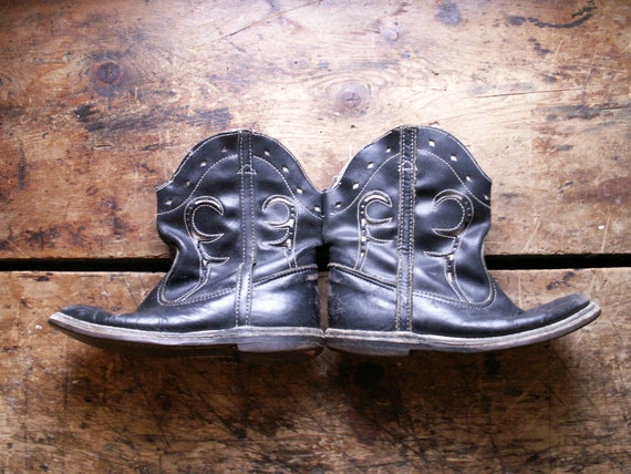 Vintage Kids Cowboy Boots - Black and White Wester