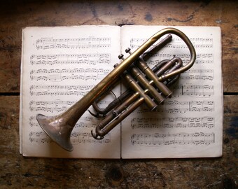 Antique C. G. Conn Brass Cornet - Great Vintage Wedding Decor!