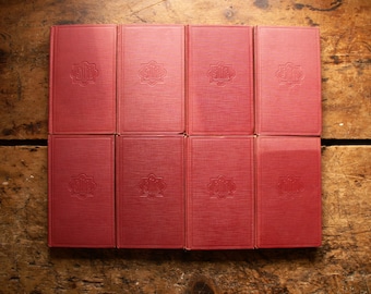 Instant Library - Masterpieces of the World's Best Literature - Set of 8 Small Red Books with Gold Embossing