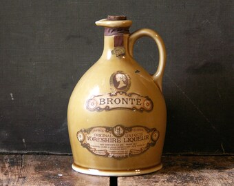 Vintage Brontë Yorkshire Liqueur English Liquor Bottle - Yelloware Clay Jug - European Kitchen Decor