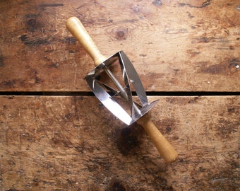 Vintage Rolling Scone Cutter - Crescent Roll Pastry Divider - Industrial Kitchen Decor