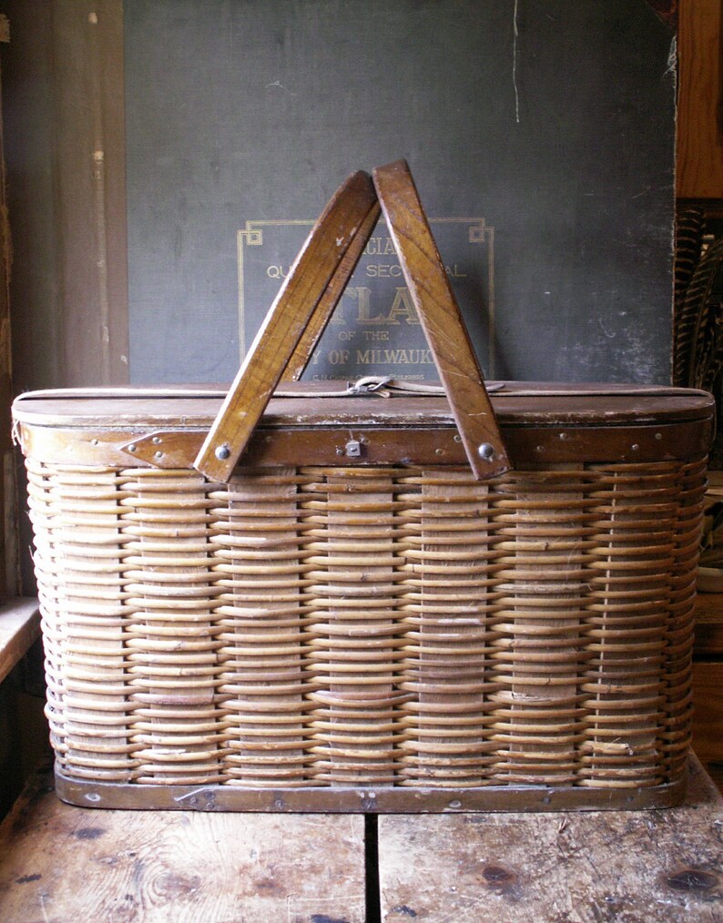 Vintage Hawkeye Refrigerator Wicker Picnic Basket Lined in Etsy