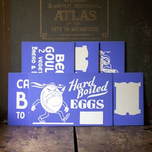 Vintage Blue and White Diner Price Signs - Unused New Old Stock - Great Bar or Kitchen Decor!