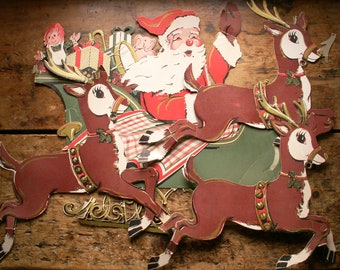 Qilery 40 Pieces Christmas Cutout Santa Claus Reindeer Home Decoration  Vintag