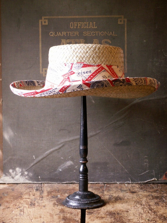 Vintage Straw Budweiser Beer Hat - Great 'Fun in t