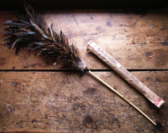 Vintage Rooster? Feather Duster with Original Chinese Paper Storage Sleeve