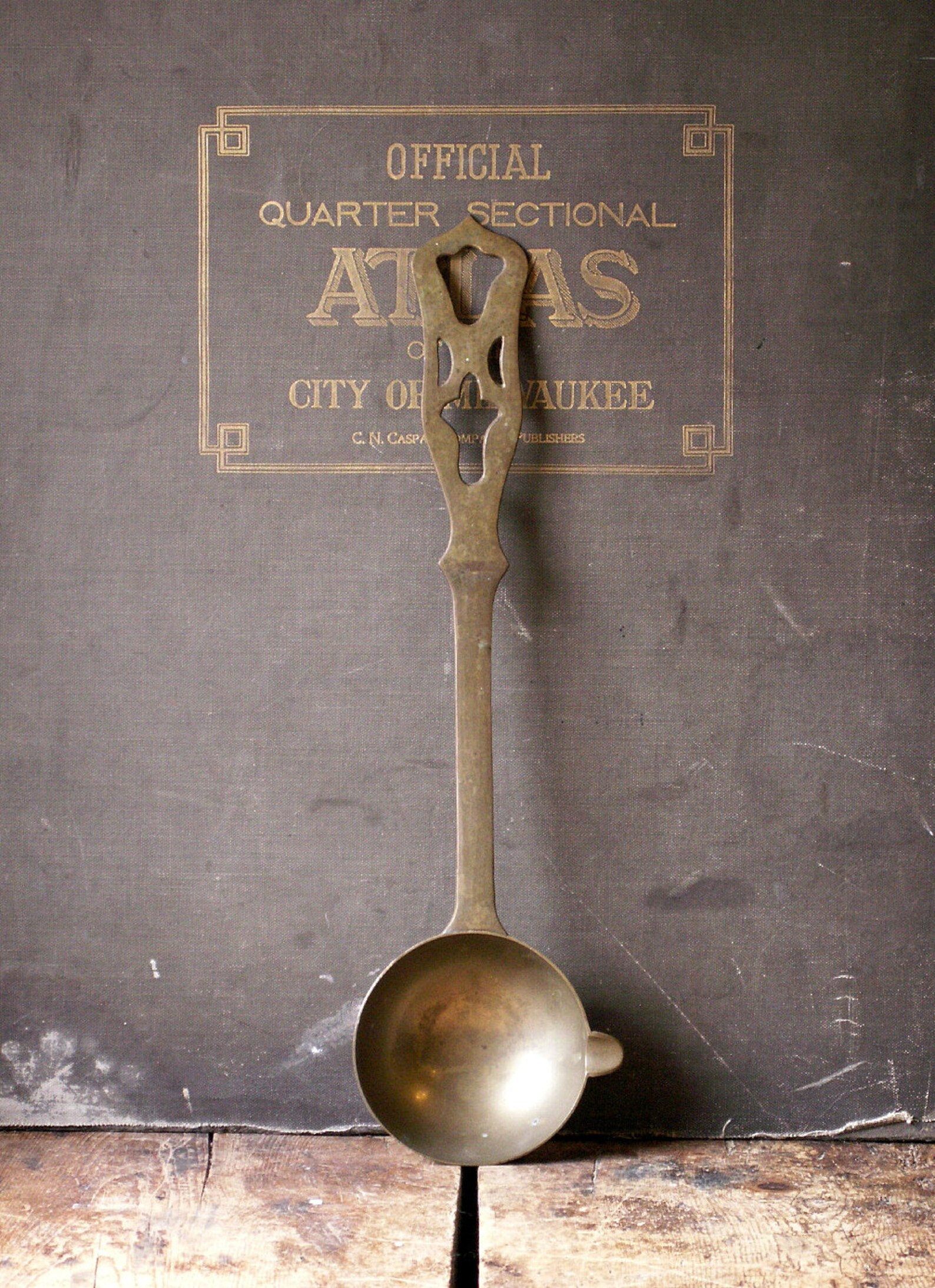 Vintage Brass Serving Ladle With Decorative Cutout Handle Etsy