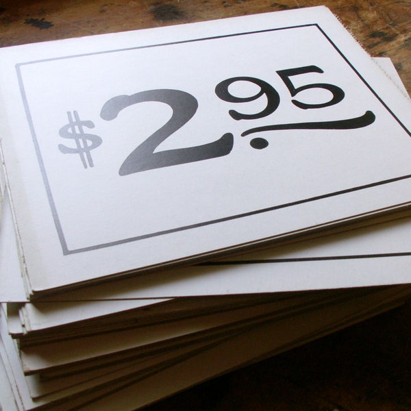 Vintage General Store Price Signs - Black and White Graphics - Great Table Numbers for your Wedding!