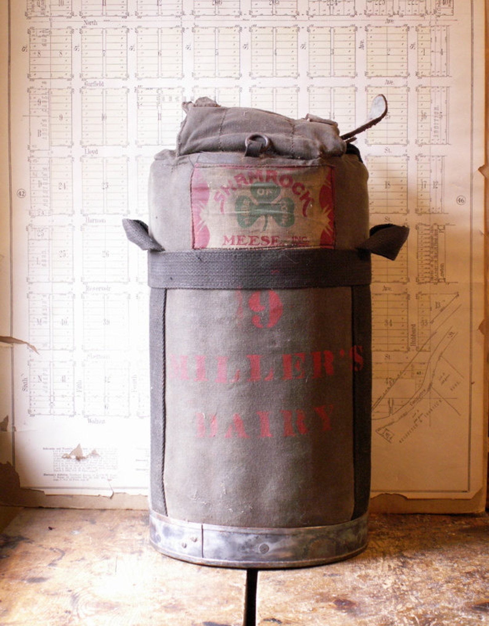 Vintage Portable Ice Cream Cooler Canvas and Cork Insulation Etsy