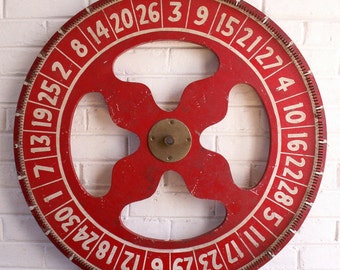 Extra Large Vintage Gaming Wheel - Double Sided Red and White Carnival Wheel