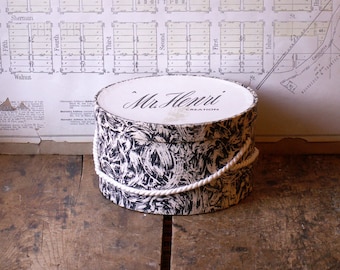 Vintage Small Black and White Mr. Henri Hat Box - Great Wedding Decor!