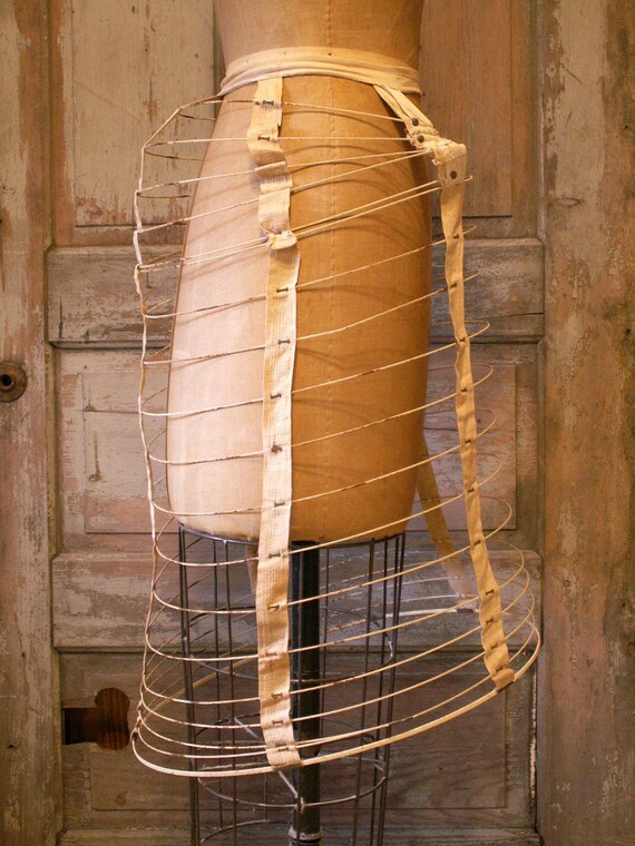 copperandtin Antique Victorian Cage Crinoline with Bustle Bump - Layered Dress Hoop from The Late 1800's
