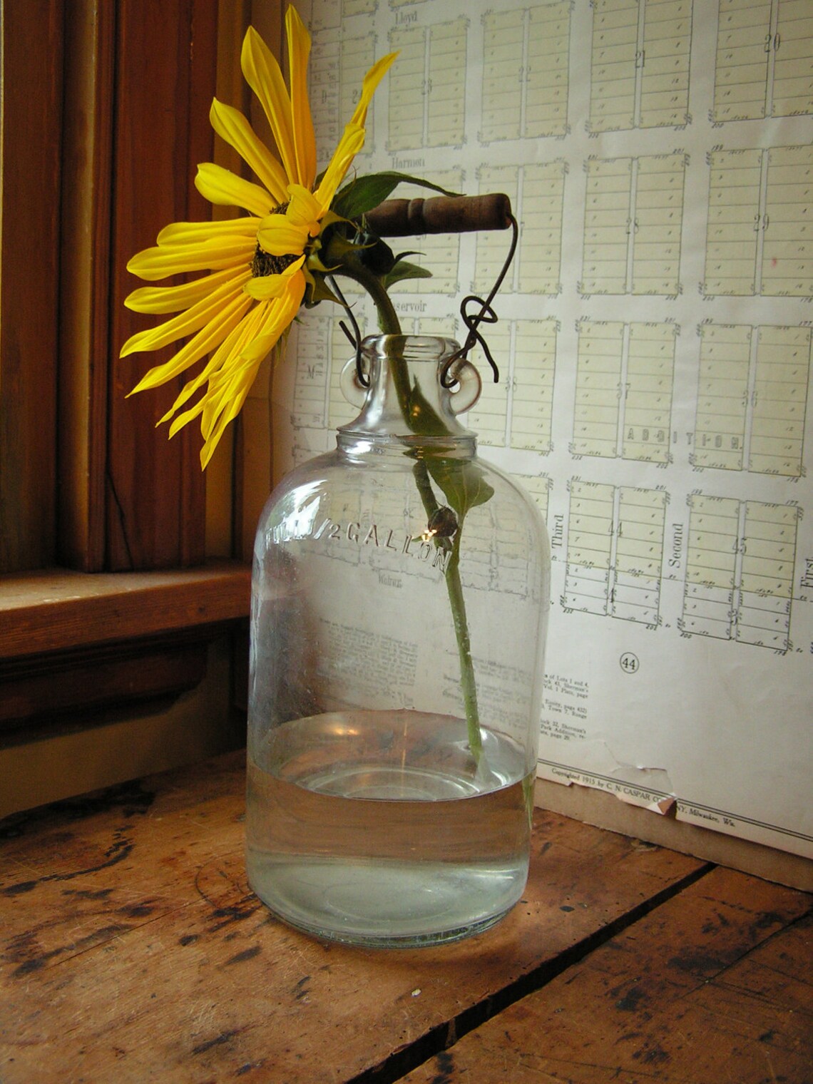 Vintage Glass Half Gallon Jug with Wood Handle Etsy