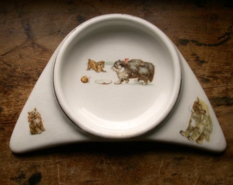 Antique Underwood High Chair Baby Plate with Kittens - Patented in 1912