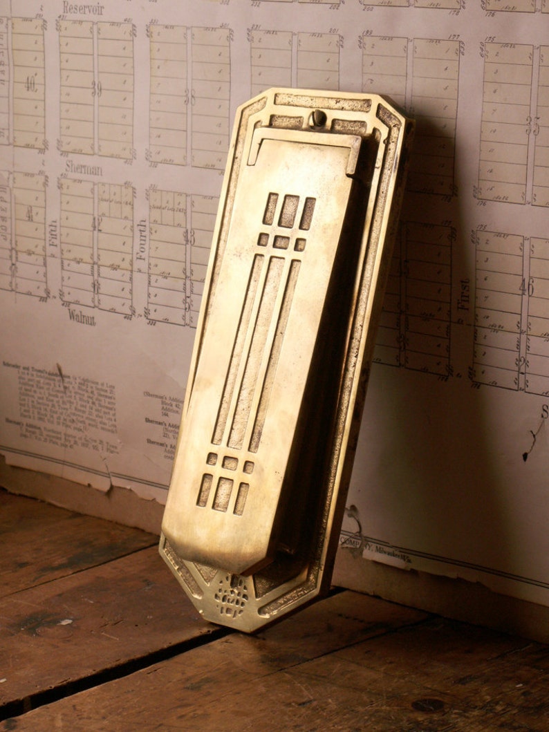 Vintage Vertical Brass Mail Slot Arts & Crafts Mission Etsy