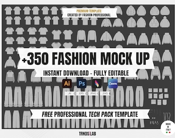 Fashion Mockup CAD Vector Bundle: Illustrator & Procreate (Digital Download)