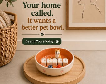 Personalized Ceramic Pet Bow Custom Name Breed Figurine Handmade Dog & Cat Bowl