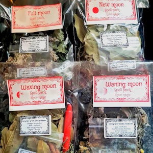 Kit de brujería para principiantes, caja de hechizos de fases lunares, paquete de rituales de luna llena con cristales y hierbas orgánicas, regalo para la manifestación espiritual.
