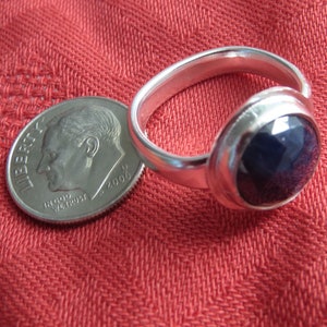 Sparkly Round Sapphire in Sterling Ring Size 7.5 image 2