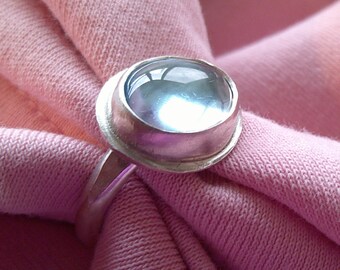 Blue Topaz in Classic Argentium Ring Size 9