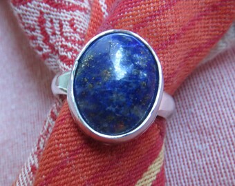 Deep Blue Lapis in Sterling Ring Size 9