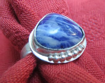 Violet Morado Opal in Granulated Argentium Ring Size 7-3/4