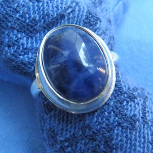 Blue Sodalite in Classic Sterling Ring Size 8 image 3